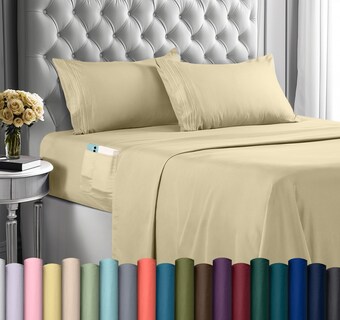 Foto 1 | Foto 1 | Juego De Sábanas Utopia Bedding Queen Soft De Microfibra, 4 Piezas, Color Beige - Venta Internacional.
