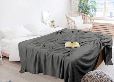Foto 7 | Foto 7 | Ropa De Cama Blanket Utopia, Color Gris Ahumado, 100% Algodón, Tamaño Completo - Venta Internacional.