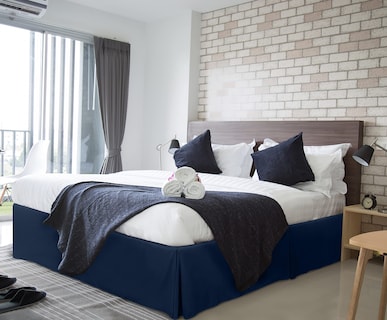 Foto 5 | Foto 5 | Falda De Cama Utopia Bedding Queen Soft, Cuádruple Plisada, Azul Marino - Venta Internacional.
