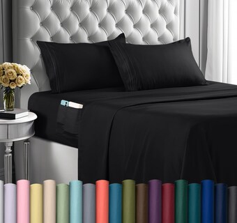 Foto 1 | Foto 1 | Juego De Sábanas Utopia Bedding King Size De Microfibra, 4 Piezas, Color Negro - Venta Internacional.