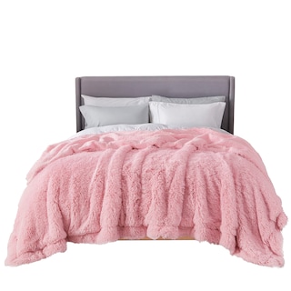 Foto 7 | Foto 7 | Manta De Cama De Color Rosa Suave, Tamaño King Size, Esponjosa Y Peluda Para Invierno - Venta Internacional.