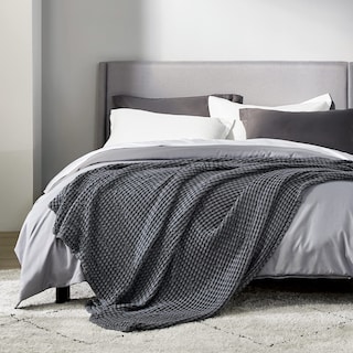 Foto 2 | Foto 2 | Manta Bedsure Cooling De Algodón Con Forma De Gofre Tamaño Queen, Color Gris Oscuro - Venta Internacional.