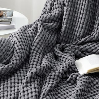 Foto 6 | Foto 6 | Manta Bedsure Cooling Waffle King De Algodón, Color Gris Oscuro, 264 X 229 Cm - Venta Internacional.