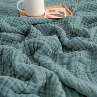 Foto 2 | Foto 2 | Manta De Cama Emme De Algodón Tamaño Queen, 80 X 90 Cm, Color Verde Azulado Ligero - Venta Internacional.