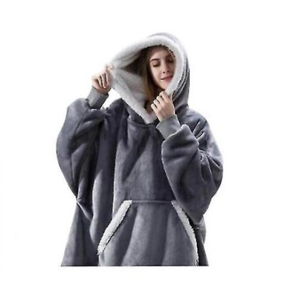 Foto 1 | Foto 1 | Jersey Blanket De Lana De Cordero Con Capucha Para Mujer Gris Huoguo - Venta Internacional.