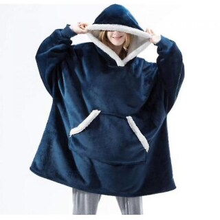 Foto 1 | Foto 1 | Jersey Blanket De Lana De Cordero Con Capucha Para Mujer Azul | Huoguo - Venta Internacional.