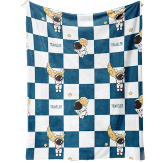 Foto 1 | Foto 1 | Manta Sanmu De Franela Suave A Cuadros Con Diseño De Astronauta Poliéster - Venta Internacional.