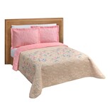 Edredón Ligero Individual Beige Flores Dos Vistas Azalea