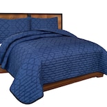 Edredón Ligero Bordado Con Fundas Matrimonial Azul Dos Vistas Boreal