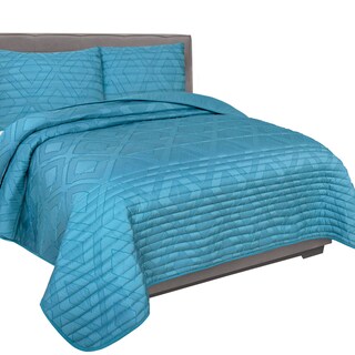 Foto 1 | Foto 1 | Edredón Ligero Bordado Con Fundas Matrimonial Azul Dos Vistas Oasis