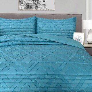 Foto 3 | Foto 3 | Edredón Ligero Bordado Con Fundas Matrimonial Azul Dos Vistas Oasis