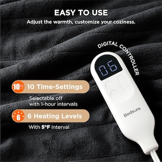 Foto 4 | Foto 4 | Manta Eléctrica Bedsure Twin Soft Franela Calefactada Negra - Venta Internacional