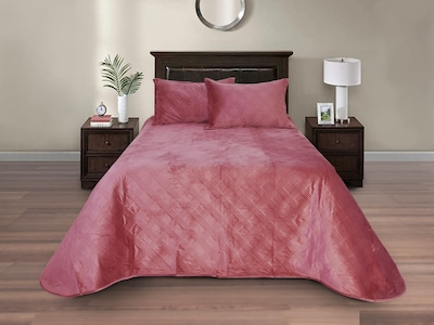 Foto 8 | Foto 8 | Colcha Velvet Terciopelo Palo De Rosa Queen Size + Fundas Dormireal