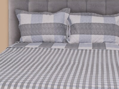 Foto 4 | Foto 4 | Colcha King Size Dormireal Squares color Gris Doble Vista 3 Piezas