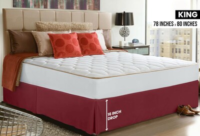 Foto 2 | Foto 2 | Falda De Cama Utopia Bedding King Con Pliegues Cuádruples, Color Burdeos - Venta Internacional.
