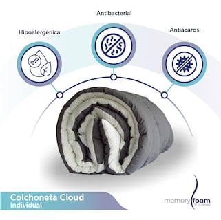 Foto 2 | Foto 2 | Colchoneta Cloud Memory Foam Individual color Blanco