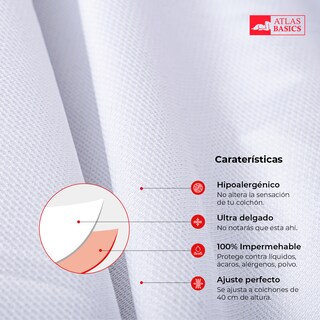 Foto 3 | Foto 3 | Protector Cubrecolchón Impermeable Atlas Blanco King Size