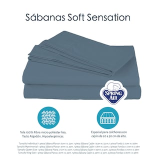 Foto 3 | Foto 3 | Protector de Colchón Spring Air Supreme Blanco Individual + Juego de Sábanas Spring Air Azul