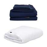 Cloud Softy Individual Protector Cloud + Sabanas Softy 50% Algodón-50% Poliester Azul Marino