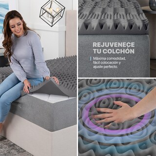 Foto 5 | Foto 5 | Colchoneta Topper Esquimal Individual, 7 Zonas De Confort, Memory Foam 7.6 Cm Gris