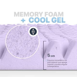 Foto 3 | Foto 3 | Colchoneta Topper Esquimal Queen Size, 7 Zonas De Confort, Memory Foam 5 Cm Lavanda
