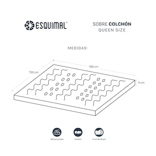 Foto 4 | Foto 4 | Colchoneta Topper Esquimal Queen Size, 7 Zonas De Confort, Memory Foam 5 Cm Lavanda