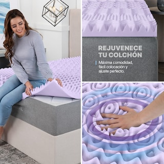 Foto 5 | Foto 5 | Colchoneta Topper Esquimal Queen Size, 7 Zonas De Confort, Memory Foam 5 Cm Lavanda