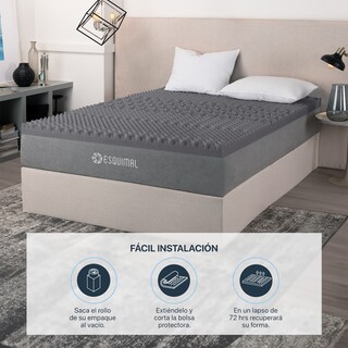 Foto 7 | Foto 7 | Colchoneta Topper Esquimal Queen Size, 7 Zonas De Confort, Memory Foam 7.6 Cm Gris
