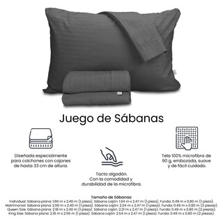 Foto 6 | Foto 6 | Protector Trinity Color Blanco Matrimonial + Sábanas Trinity Gris + 2 Almohadas Trinity