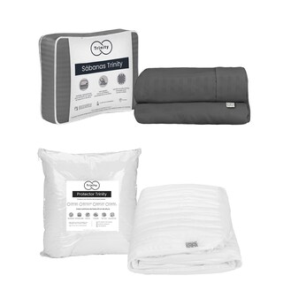 Foto 1 | Foto 1 | Protector Trinity Color Blanco Matrimonial + Sábanas Trinity Gris