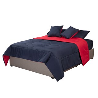 Foto 2 | Foto 2 | Edredón Dicasa Couzy Dos Vistas Rojo y Azul Marino Queen Size + Sábanas Softy Azul + Protector + 2 Almohadas
