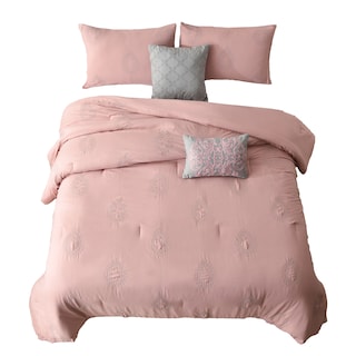 Foto 1 | Foto 1 | Juego De Edredón King 5 Pzas Phoebe Color Rosa Fundas De Almohada Y Cojines Linea Marie Claire