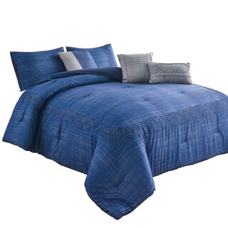 Foto 1 | Foto 1 | Juego De Edredón King 6 Pzas Norwich Color Azul Incluye Fundas De Almohada Y Cojines Linea Marie Claire