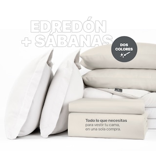 Foto 2 | Foto 2 | Set de Edredón con Fundas y Sábanas 7 Pzas Real Textil Blanco y Beige Queen Size