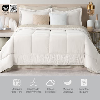 Foto 6 | Foto 6 | Set de Edredón con Fundas y Sábanas 7 Pzas Real Textil Blanco y Beige Matrimonial XL
