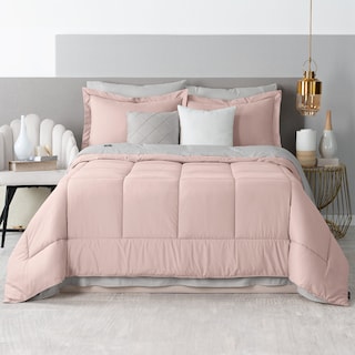 Foto 1 | Foto 1 | Set de Edredón con Fundas y Sábanas 7 Pzas Real Textil Rosa y Gris Queen Size