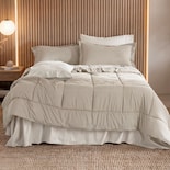 Set de Edredón con Fundas y Sábanas 7 piezas Real Textil Khaki Beige Queen Size