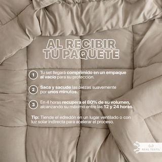 Foto 8 | Foto 8 | Set de Edredón con Fundas y Sábanas 7 piezas Real Textil Khaki Beige Queen Size