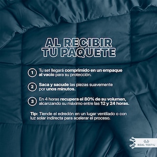 Foto 8 | Foto 8 | Set de Edredón con Fundas y Sábanas 5 Pzas Real Textil Azul Marino y Azul Individual