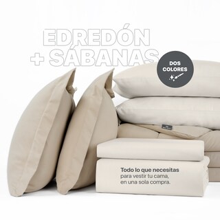 Foto 2 | Foto 2 | Set de Edredón con Fundas y Sábanas 7 piezas Real Textil Khaki Beige King Size