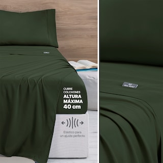 Foto 5 | Foto 5 | Set De Edredón Ligero Con Fundas De Almohada Y Set De Sábanas, Real Textil Matrimonial Verde Oscuro- Oliva Doble Vista