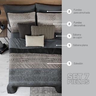 Foto 2 | Foto 2 | Set De Edredón Ligero Con Fundas De Almohada Y Set De Sábanas, Real Textil King Size Samurai Doble Vista