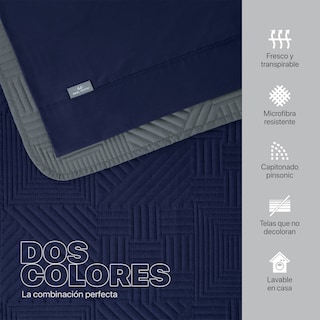 Foto 3 | Foto 3 | Set De Edredón Ligero Con Fundas De Almohada Y Set De Sábanas, Real Textil King Size Azul Marino - Gris Doble Vista