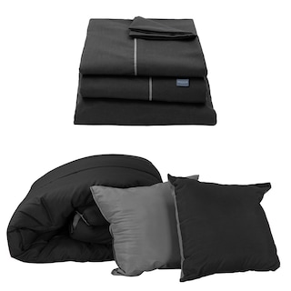 Foto 1 | Foto 1 | Set De Edredon Doble Vista Couzy Negro - Gris + Sabanas Royal Negro King Size