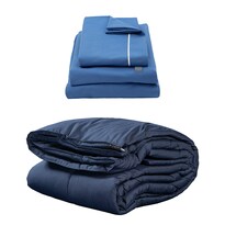 Edredón Dicasa Azul Marino + Sábanas Royal Azul Medio Individual