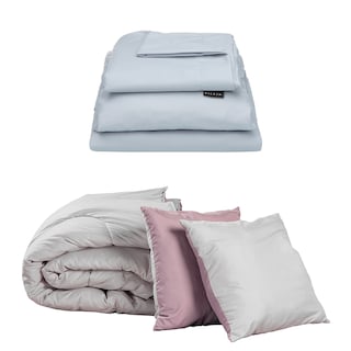 Foto 1 | Foto 1 | Set De Edredon Doble Vista Lila-gris+ Sabanas Softy Platino Queen Size