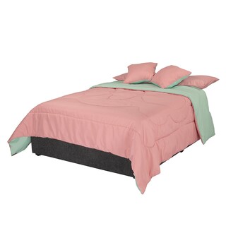 Foto 4 | Foto 4 | Set de Edredón Doble Vista Rosa Menta + Sábanas Royal Azul Medio Individual