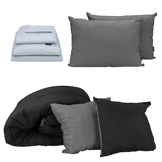 Foto 1 | Foto 1 | Set de Edredón Doble Vista Negro-Gris + Sábanas Softy Platino + Almohada 2-pack Queen Size