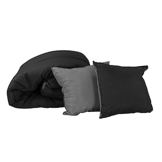 Foto 2 | Foto 2 | Set de Edredón Doble Vista Negro-Gris + Sábanas Softy Platino + Almohada 2-pack Queen Size