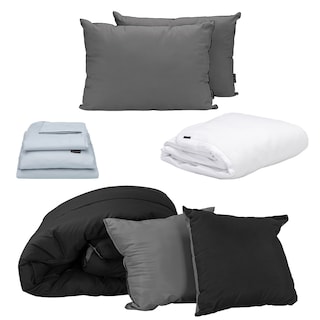 Foto 1 | Foto 1 | Set De Edredon Doble Vista Negro-gris + Protector Cloud + Sabanas Softy Platino + Almohada 2-pack Queen Size